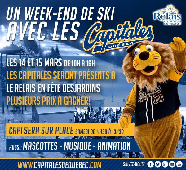 ACTIVITÉ | Profitez de votre week-end pour venir dévaler les pentes en famille avec les Capitales à <a href="/SkiSnowLeRelais/">Centre de ski Le Relais</a>