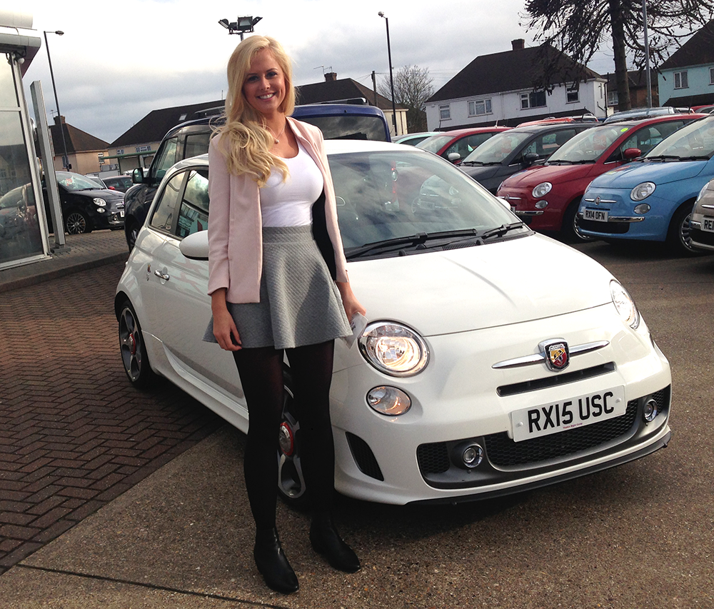 abarthuk's tweet photo. RT @ThamesMotor: It was love at first sight for Sacha and her beautiful new #15reg @AbarthUK 595 Turismo! #AbarthLove http://t.co/lMLX8LZkoH