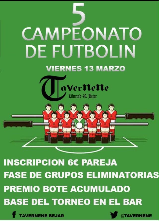 TAVERNENE's tweet photo. 5 campeonato futbolín tavernene , cualquier duda mandanos MD http://t.co/3EXH3Ife7V