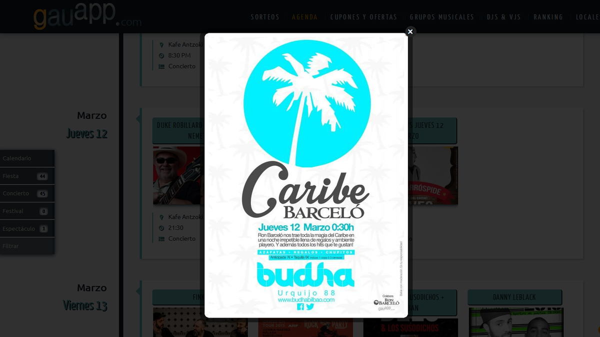 gauapp's tweet photo. #bilbao Nuestros amig@s de @BudhaBilbao viven mañana la magia del caribe con @RonBarceloSpain! ¿Te apuntas? http://t.co/hQf7n87yKW