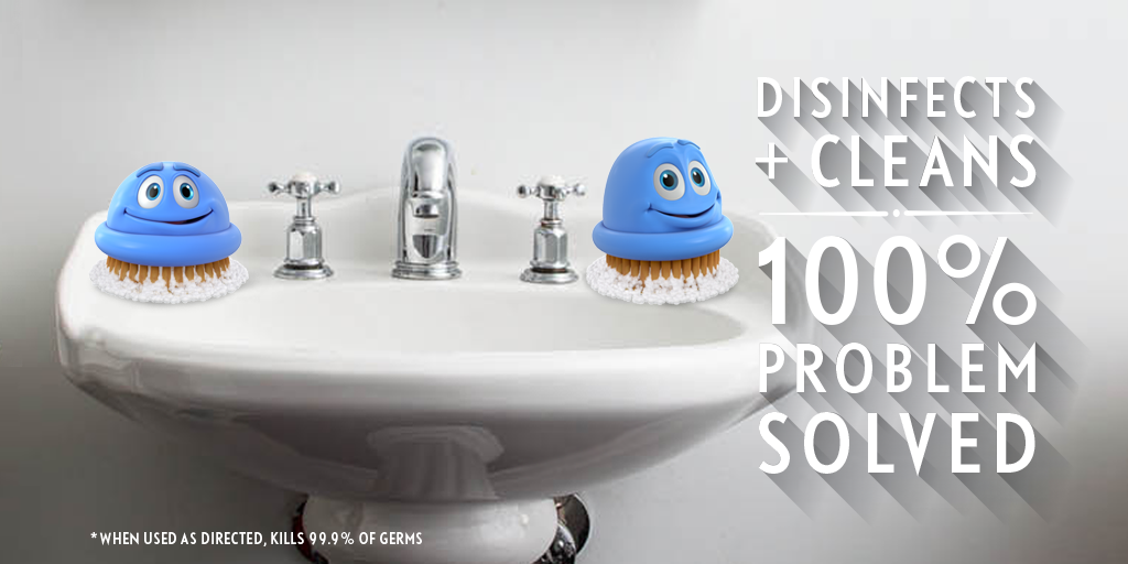 ScrubbingBubble's tweet photo. Scrubbing Bubbles Disinfectant Cleaners kill 99.9% of germs + destroy grime for a #CompleteClean. http://t.co/o0lkKT0jtU