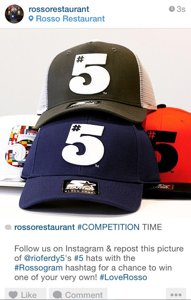 RossoRestaurant's tweet photo. Follow us on Instagram IG: @RossoRestaurant & repost this image with #Rossogram to win one of @rioferdy5's #5 hats! http://t.co/YvjV7IFTuy