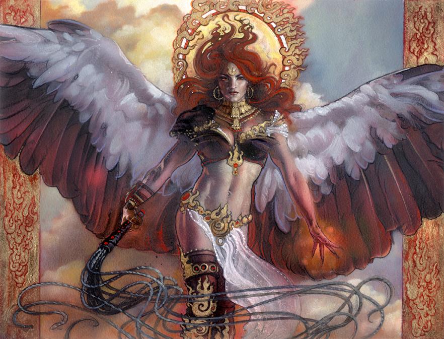 #WomenPaintingWomen #WomensHistoryMonth. Image/day from my artistic archives. "Basandra Battle Seraph" 2010