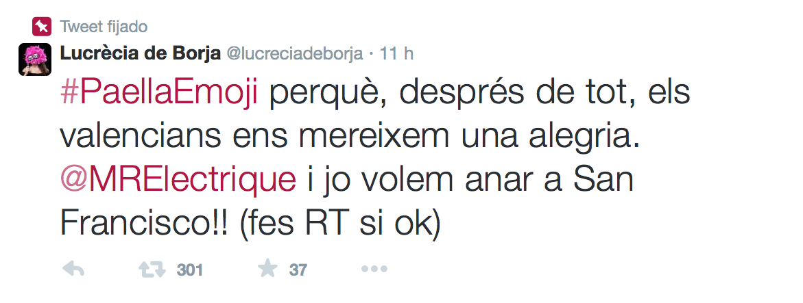 arrozlafallera's tweet image. 3º finalista: @lucreciadeborja y su búsqueda de la alegría universal #PaellaEmoji (si quieres que gane, retuitea)