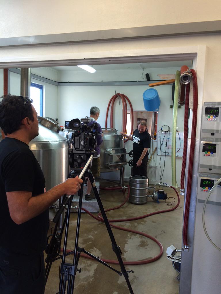 Hopfederation's tweet photo. Busy morning @ brewery with @EpicBeer Fresh Hop brew, filming &amp; reporters, all for SARAH from #HouseofNicholas http://t.co/pMqhPncQLE