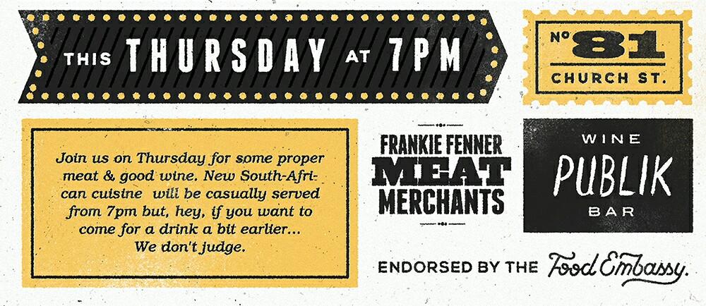chefsbench's tweet image. This Thursday's Dinner @PublikWine in association with @FrankieFenner
