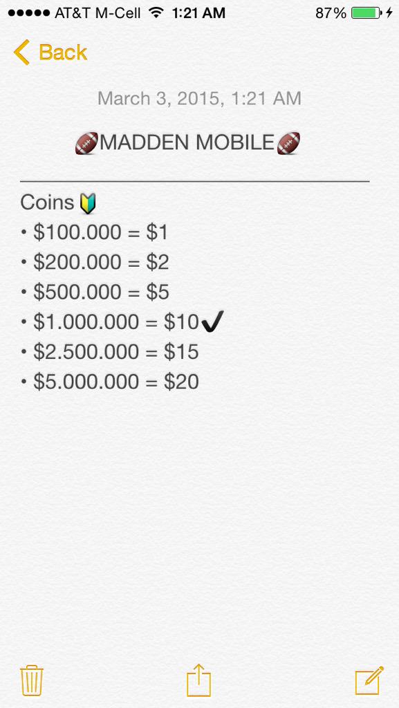 MaddenAnonymous's tweet image. if anyone wants to know the rates for coins. here they are