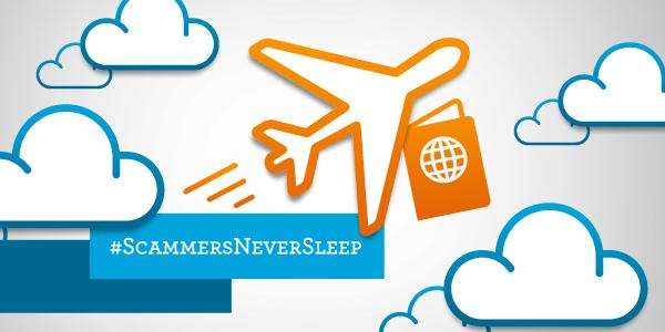 WellsFargo's tweet photo. Traveling? Let us know. We’re looking for suspicious transactions because #ScammersNeverSleep http://t.co/0euCzN0QXX http://t.co/N9upcNgh0P