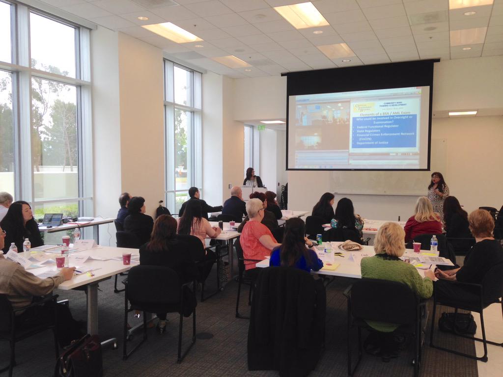 CCBNetworkNOW's tweet photo. Back in session! Ca com bankers from all over CA are learning about BSA/AML. Simulcasting it to northern banks too! http://t.co/G0NcCu19Ni