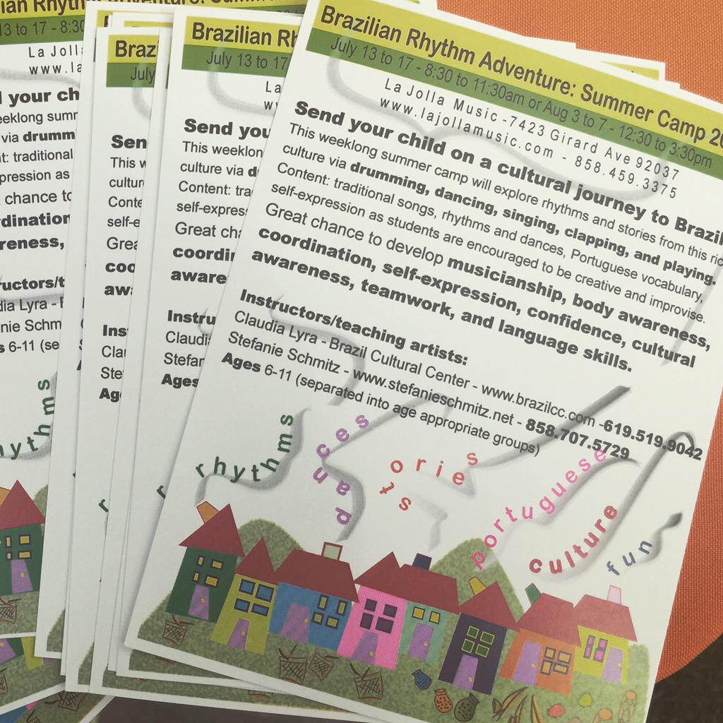 Stefanie will teach a Brazilian rhythm summer camp for kids this summer! Check lajollamusic.com for info.