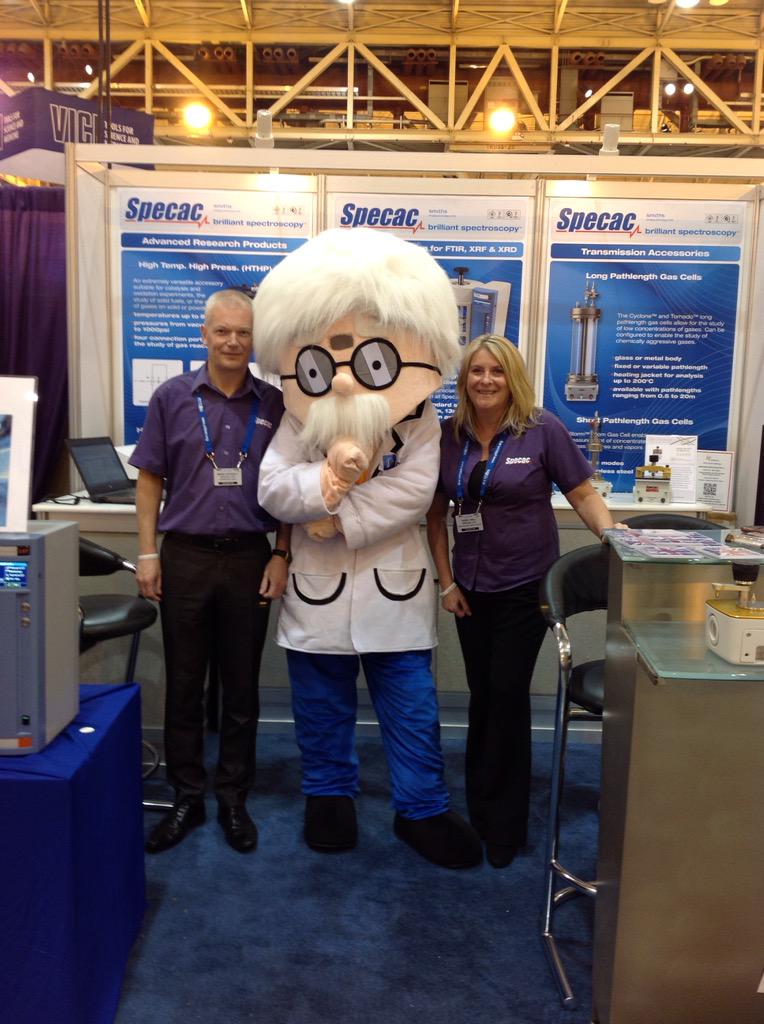Specac's tweet image. Hazel and Mark meeting Dr Pete Conn at #pittcon15 #specac #booth3730