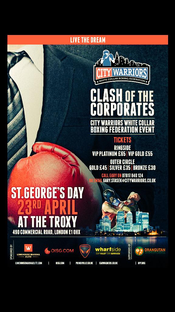 Lloydsboxing's tweet photo. Let's get ready to rumble!!!!!! #ClashOfTheCorporates #StGeorgesDayTearup @CityWarriorsBox @CityAM @InsuranceInside http://t.co/KOmSNBKgR8
