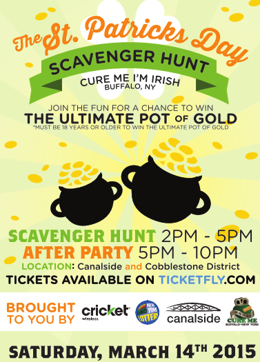 BufWaterfront's tweet photo. Eat, Drink &amp; Be Irish! We are just days away from the @CureMeImIrish Scavenger Hunt! Tickets: http://t.co/l4fRZftdgS http://t.co/pGWgtGzzCf