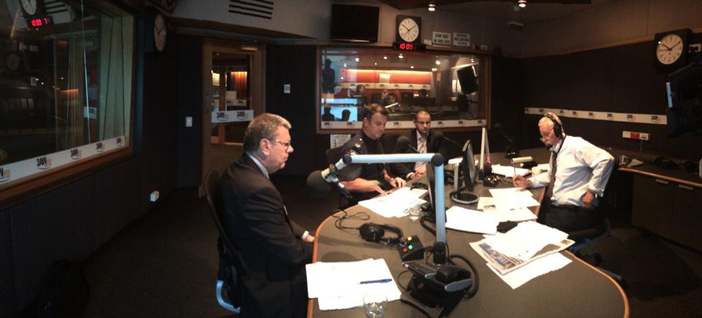 3AW693's tweet photo. NOW | Neil's #StudioSummit on speed limits and road safety with key figures from police, TAC and VicRoads. http://t.co/q3d6bM7ETe