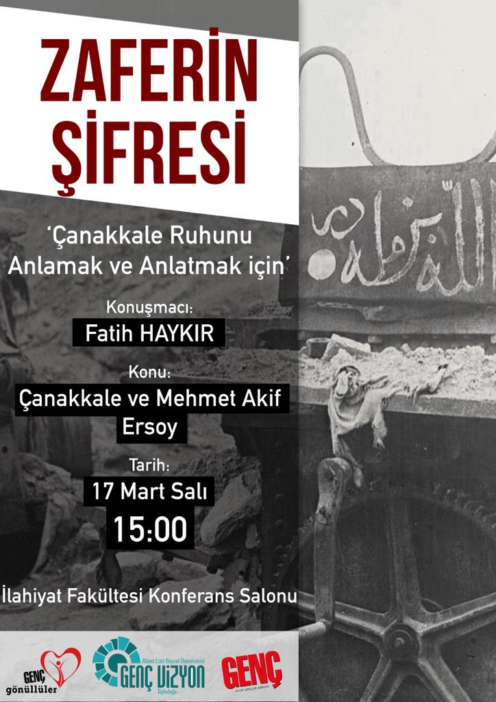 Çanakkale ruhunu anlamak ve anlatmak için düzenlemiş olduğumuz "Zaferin Şifresi" programına sizleri bekliyoruz.