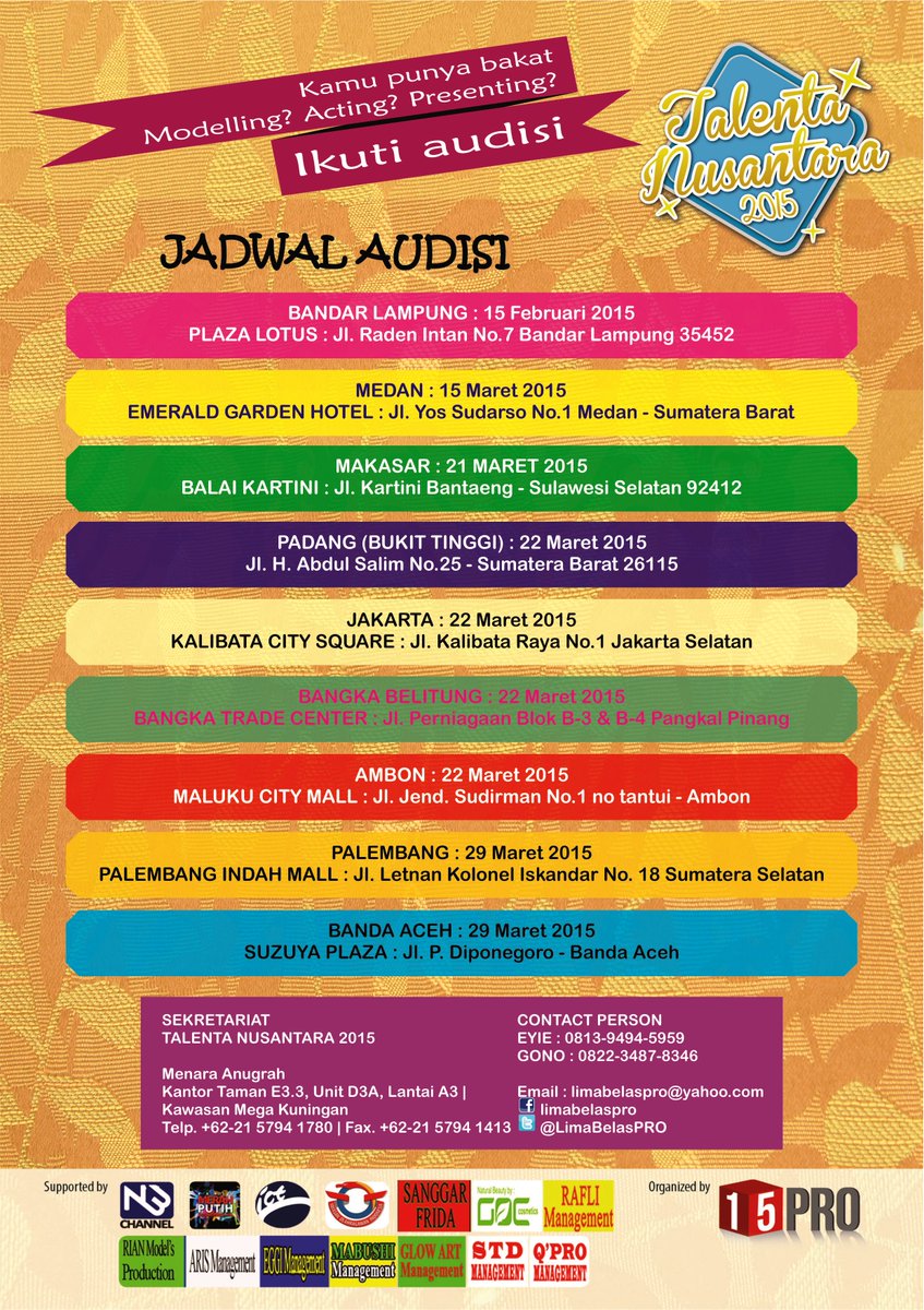 Jadwal Audisi TALENTA NUSANTARA 2015