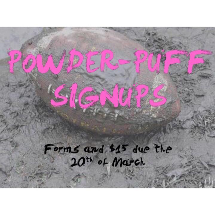 DutchForkStuCo's tweet photo. Girls, sign up for powderpuff football! Forms and 15 dollars are due by the 20th. Help your class take home glory! http://t.co/ubA5ndOKZ9