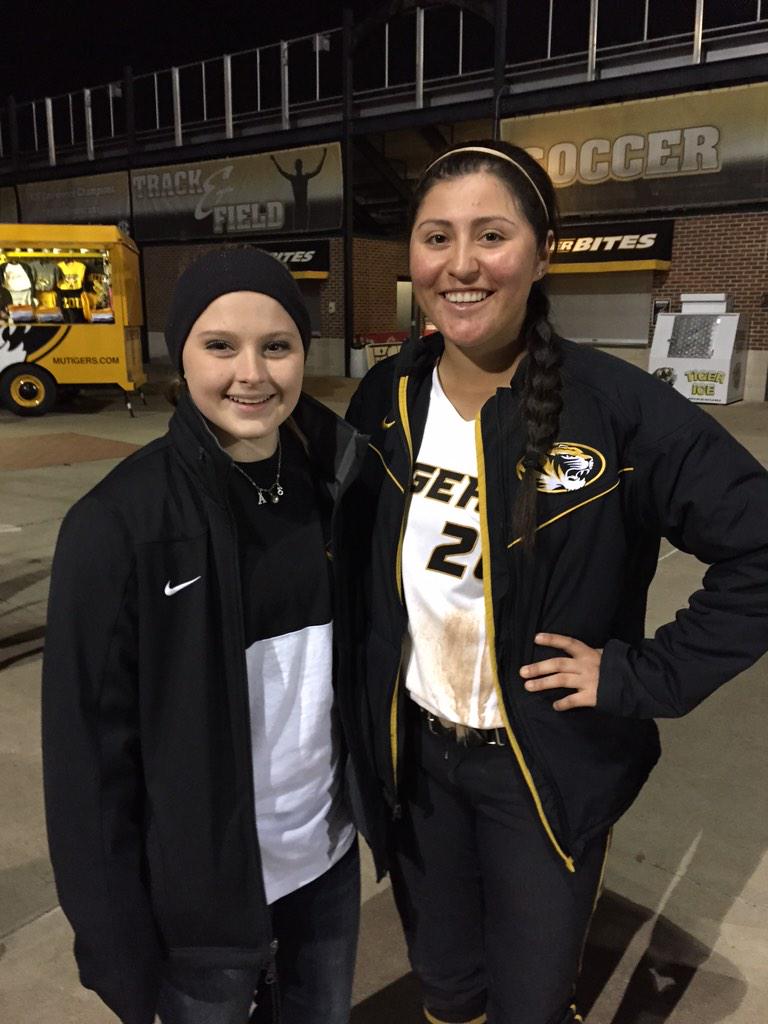 Angelsstrong3's tweet photo. Had a great time watching @MizzouSoftball and @ae_sanchez20 today!  They are the REAL DEAL! #SheisFutureAllAmerican http://t.co/JtNHMRijfB