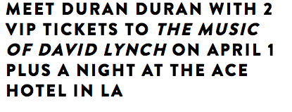 duranduran's tweet photo. Great cause, great chance to help people, great chance to meet @duranduran!! @LynchFoundation http://t.co/h0p3LGC7nK http://t.co/B8LFaHTmcg