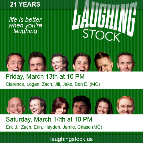 LaughingStock's tweet photo. 3/13: Clarence, Logan, Zach, Jill, Jake, Ben
3/14: Eric, Zach, Erin, Hayden, Jamie, Chase
@OffBroadway1994 http://t.co/KIxcvmc2JI