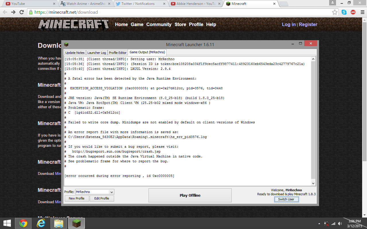 Mojang Support Pa Twitter Mrrechno Please Try Alternative Launchers From Http T Co L305fwk7 Oz Twitter