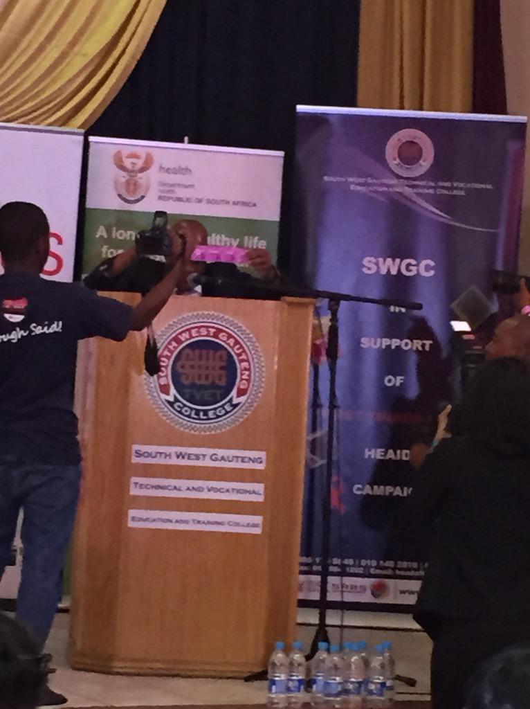 GautengHealth's tweet photo. Minister Motsoaledi: Young people demanded these new condoms, here they are!!! #CondomLaunch http://t.co/M1hw6944hy