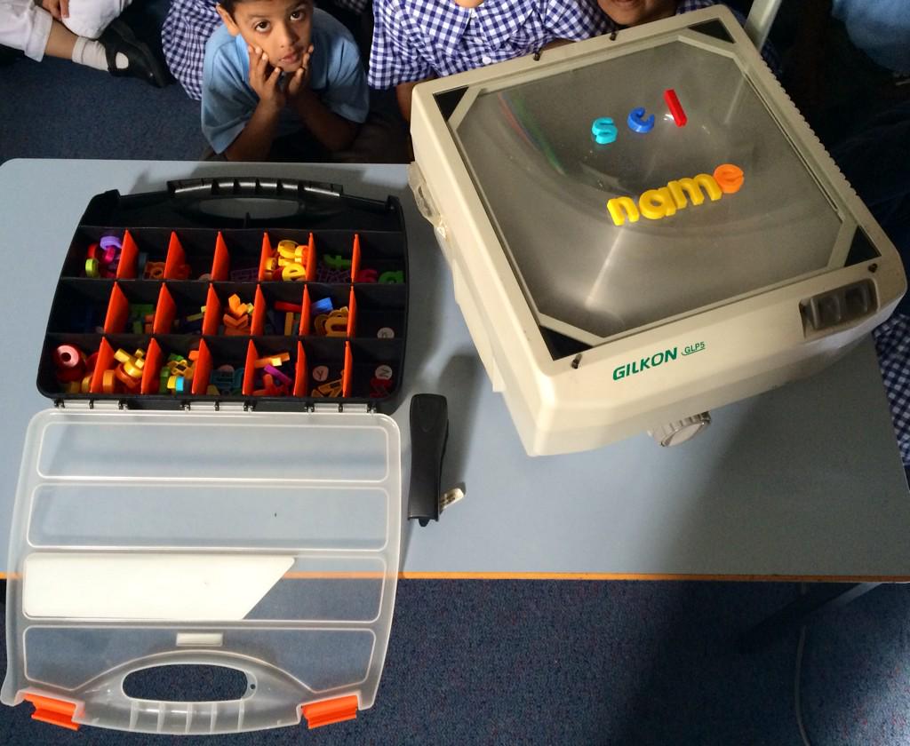 Found this old projector, 1R loved the reflection on the wall whilst making words and sounds <a href="/AuburnNthPS/">Auburn North PS</a> #L3