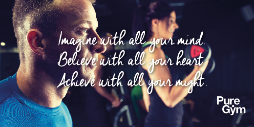 PureGym's tweet photo. #PureMotivation Imagine with all your mind. Believe with all your heart. Achieve your all your might. #RT http://t.co/DlYzaMELaJ