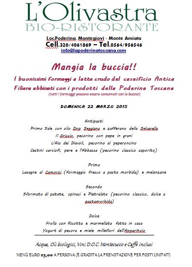 PoderinaToscana's tweet image. Domenica 22 marzo &quot;Mangia la buccia&quot; al ristorante l&apos;Olivastra. Menù  a base di formaggi dell&apos;Antica Filiera.