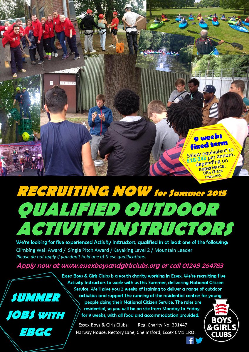 EssexBGC's tweet photo. We are RECRUITING!
#SummerJobs
Outdoor Activity Instructors + Cohort Leaders
APPLY NOW! http://t.co/DifgUuNRpi
