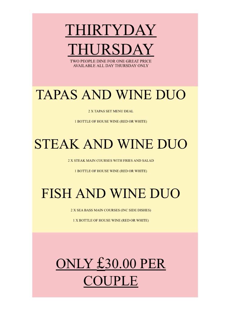 Woo Hoo .... It's Thirtyday Thursday ..... Check out these wonderful offers for you available tonight #altrincham