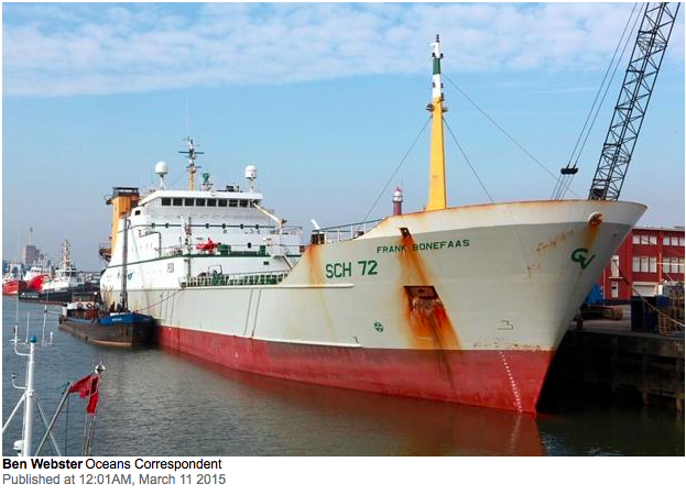 Greenpeace's tweet photo. Court decision on Dutch trawler illegally #fishing boosts rotten #monsterboats practices http://t.co/FqXdCeG6zL http://t.co/9n5VVNYkMX