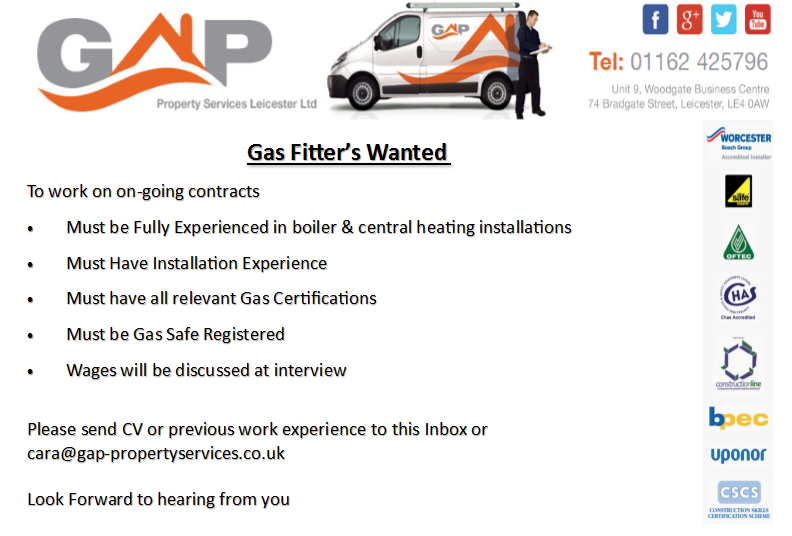 gapproperties's tweet photo. #heatingjobs #leicesterjobs http://t.co/sVXXfuJORv
