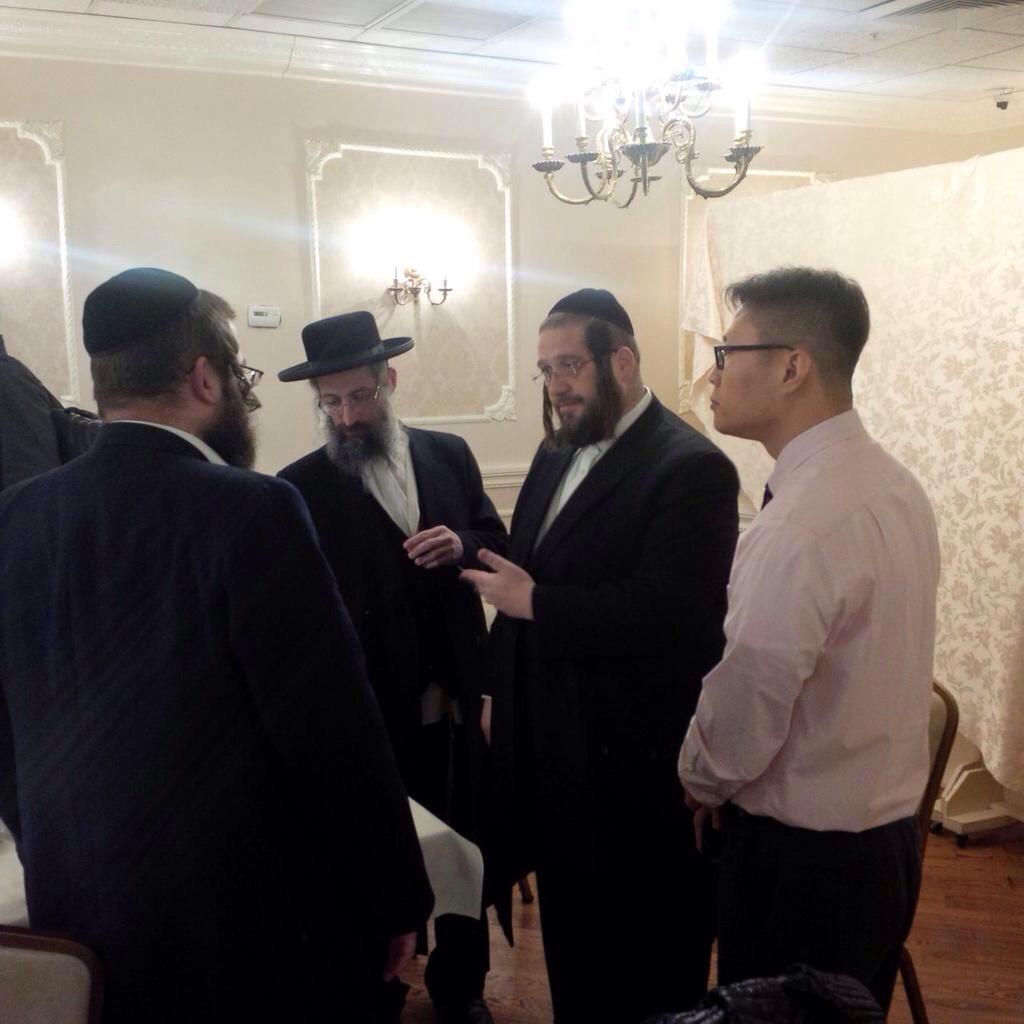 TextSatmar's tweet photo. .@nycHealthy dept. Inspectors at Aroynim to teach them to have a clean food kitchen @JCCWmsbg: @MoishIndig http://t.co/9baJ04azDT