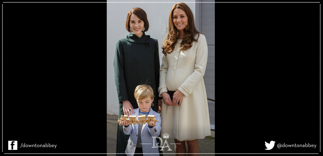 DowntonAbbey's tweet photo. Today was #Downton Day with a twist, The Duchess of Cambridge came to visit. @KensingtonRoyal #DuchessAtDownton http://t.co/ek2n4nJpSx