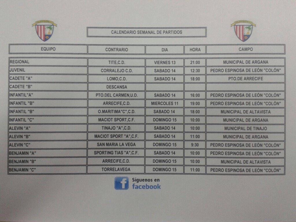 Nuestro calendario semanal