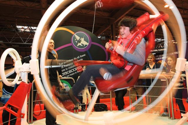 BAESystemsplc's tweet photo. Gyroscopes are used in navigational applications across all our products come try our #humangyroscope at #BigBangFair http://t.co/CR3oiBhzun
