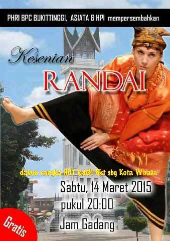 Dlm rnka HUT 31 th <a href="/Bukittinggi_ID/">BUKITTINGGI</a> sbg Kota Wisata digelar RANDAI di bawah Jam Gadang 14/3 #WonderfulIndonesia