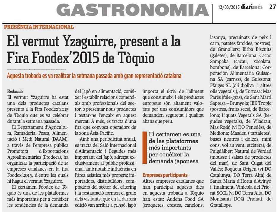 vermutdereus's tweet photo. @vermutyzaguirre present a la Fira Foodex'2015 de Tòquio. http://t.co/M4kQ41SVAr