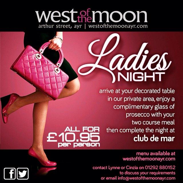 west_moon_ayr's tweet photo. LADIES book a table on a SAT night for EIGHT @west_moon_ayr complete your night FREE @barCELLO_ayr #ladiesloveCDM♥️ http://t.co/eFHP5jEcfn