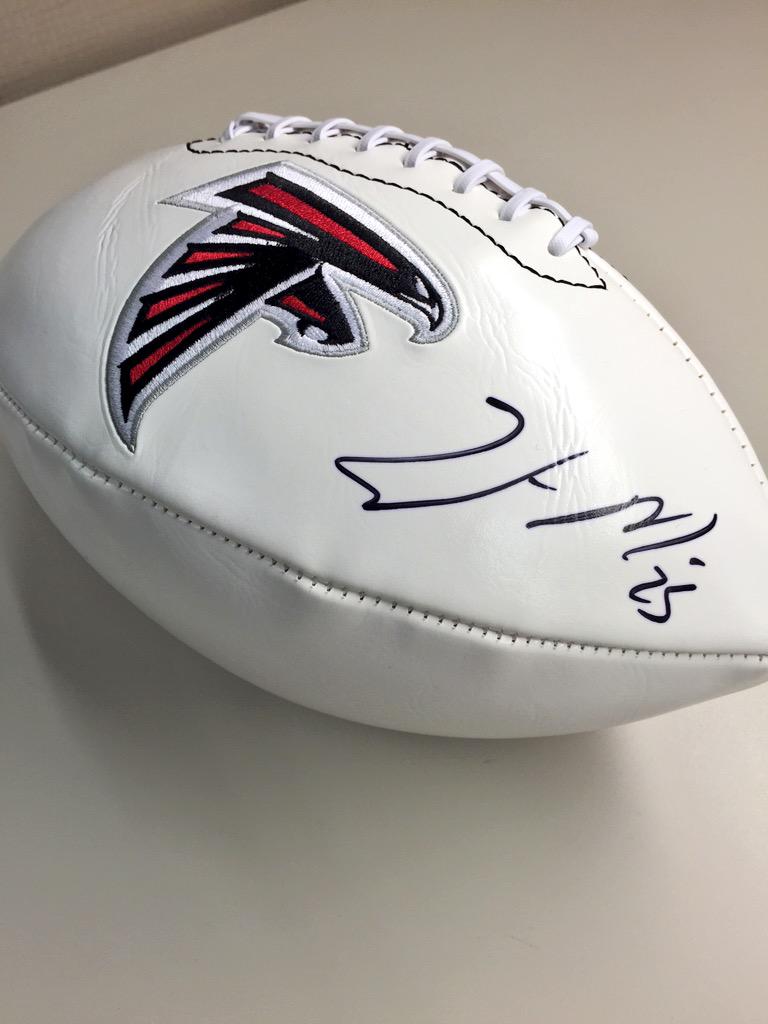AtlantaFalcons's tweet photo. We're giving away this Willy Mo football, just because you guys are awesome. RT by noon ET for your chance to win! http://t.co/HUl3cnD39f