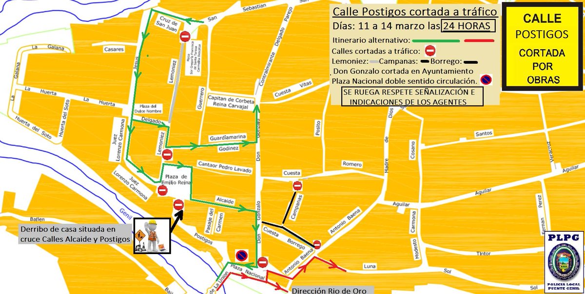 “<a href="/PoliciaPteGenil/">Policía Puente Genil</a>: Recordamos #cortedecalle #tráfico sigue hoy, dejamos plano de itinerario alternativo. ”
