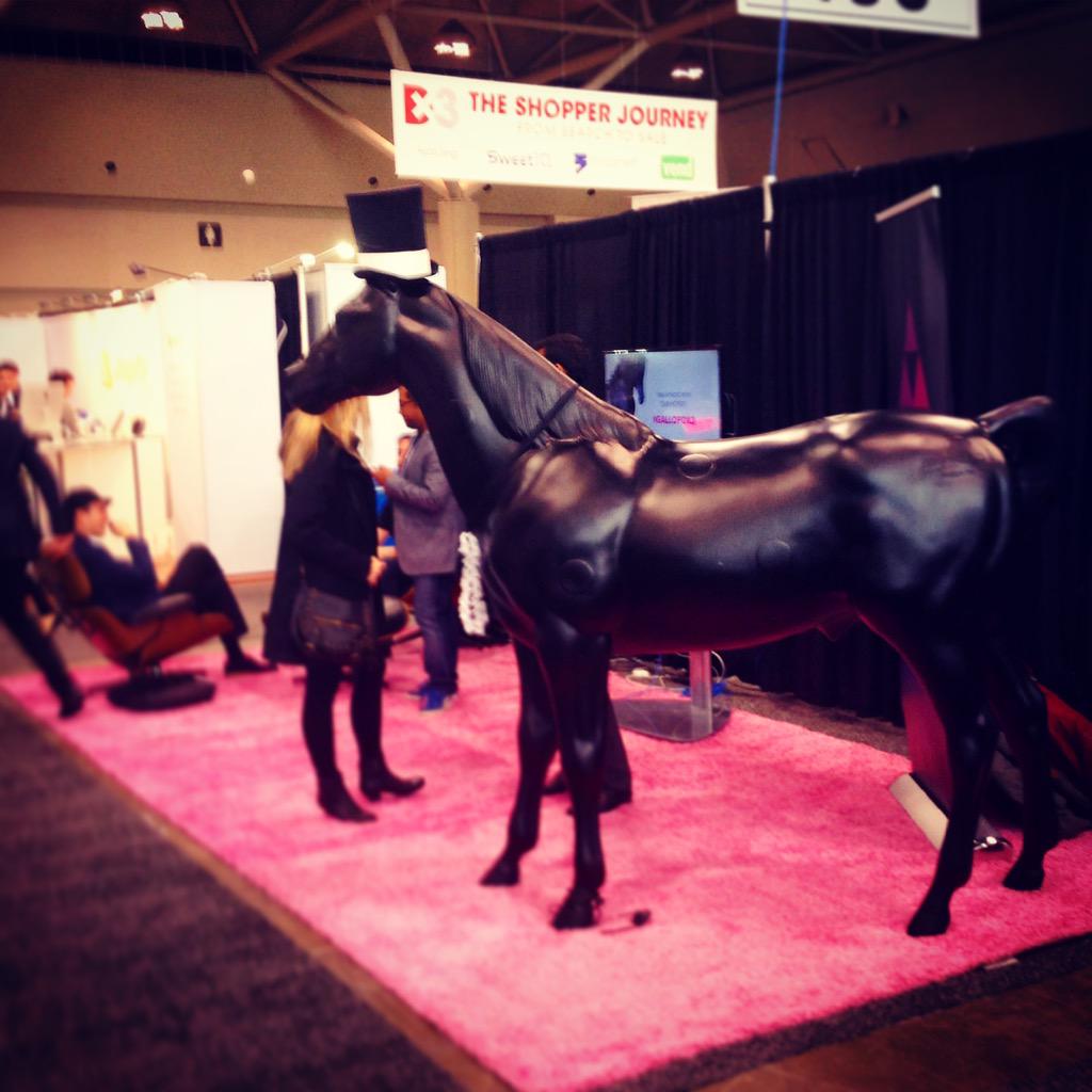 SnowDigsSoc's tweet photo. The #horse in a #tophat guards the entrance to the #shopperjourney. #mystical #gallop #Dx32015 @dx3canada http://t.co/DTo1N7zJPa
