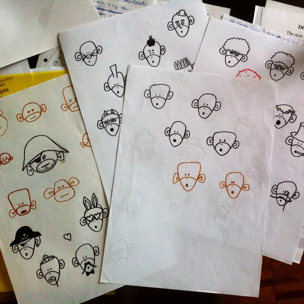 swiss_monkey's tweet photo. A little spring cleaning... came across the very first monkey sketches! #tbt #monkeybooth #creativeOrigins #webefancy http://t.co/cQCFFN1Ufb