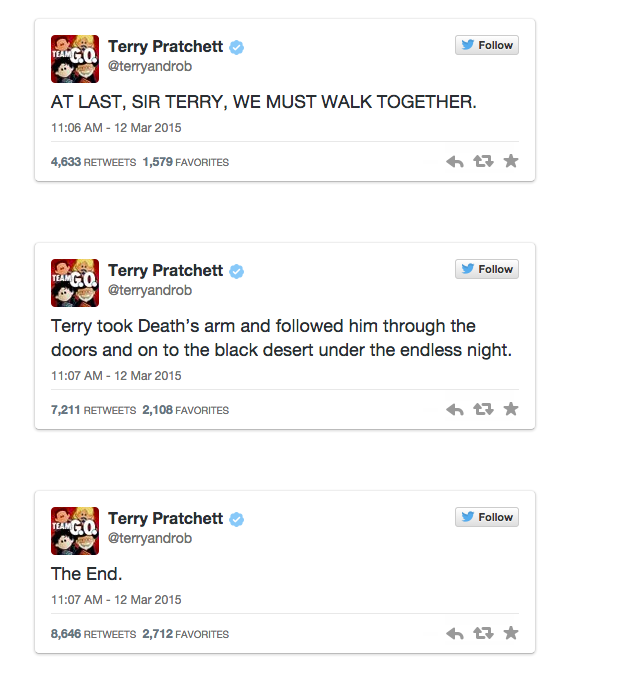 Thoughts on Sir Terry Pratchett's death