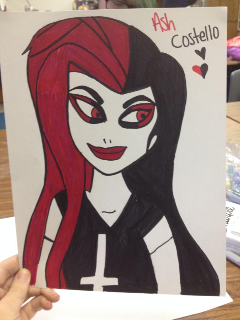 DoYourWorst1797's tweet photo. Just finished a cartoon drawing of @Ash_Costello I hope you like it Ash (: <3. http://t.co/VnlK43FkUT