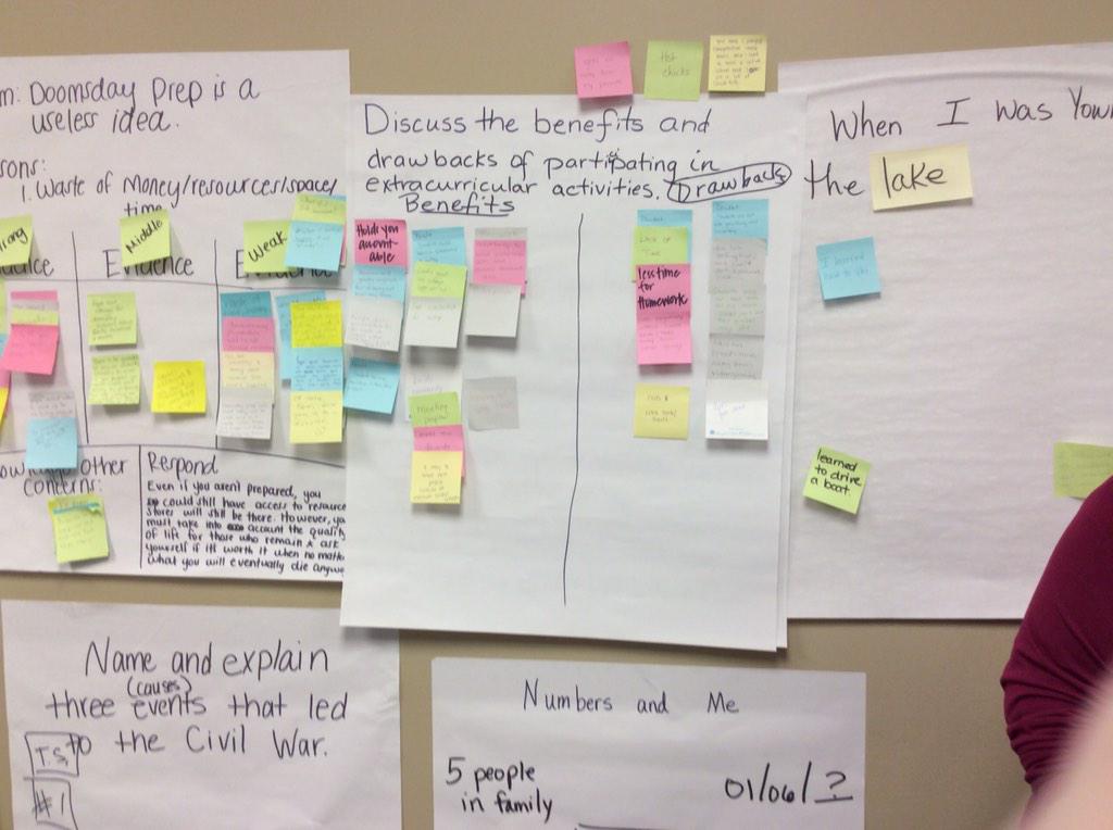 JeanNimmer's tweet photo. Learning writing strategies with Rebecca Harper. #greatideas #postitnotes http://t.co/LydGWeDw8o