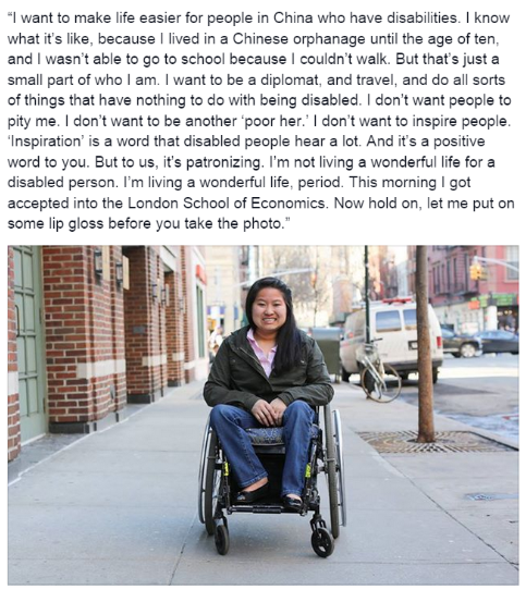 humansofny's tweet image. “I want to make life easier for people in China who have disabilities. I know what it’s like, because I lived...&quot;