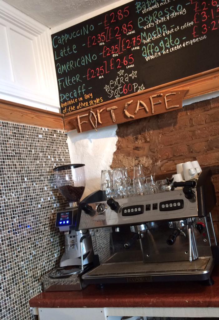 Enjoying the <a href="/graziecoffee/">Grazie</a> at the Fort Café in Sidmouth!