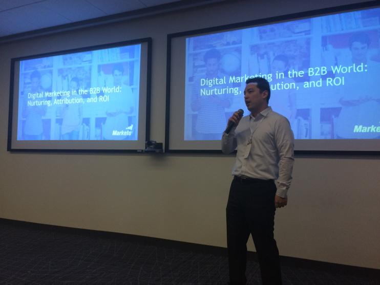 prudwall's tweet photo. Love hearing Mike Tomita from @Marketo dropping some lead nurturing knowledge #BetterToBest #411Rule http://t.co/21xeS7cdXa